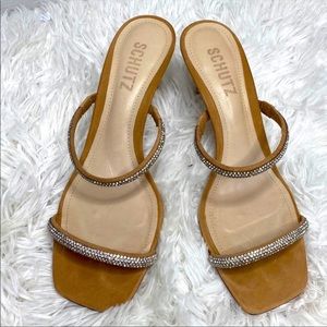Honey Beige thin strapped kitten heel sandals